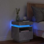 Betono spalvos naktinis staliukas su LED - Image 4